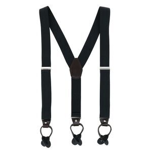 CTM Men's 1.375 Inch Wide Solid Color Y-Back Button-End Suspenders